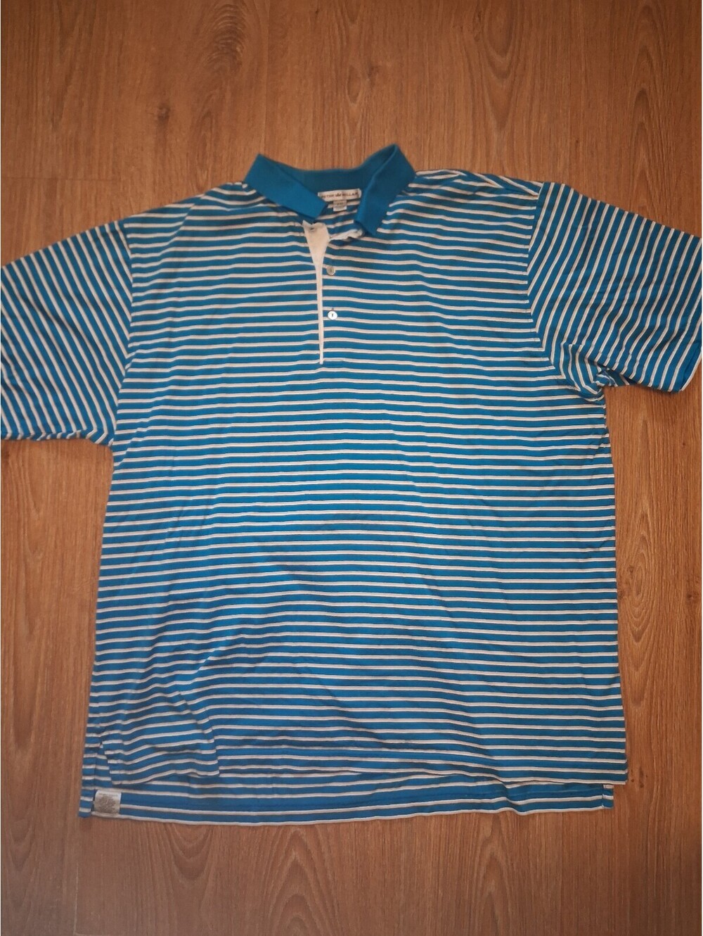 Peter Millar Golf Polo Shirt Mens XXL Blue Striped Cotton
